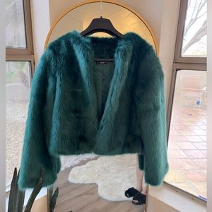 Faux fur green jacket